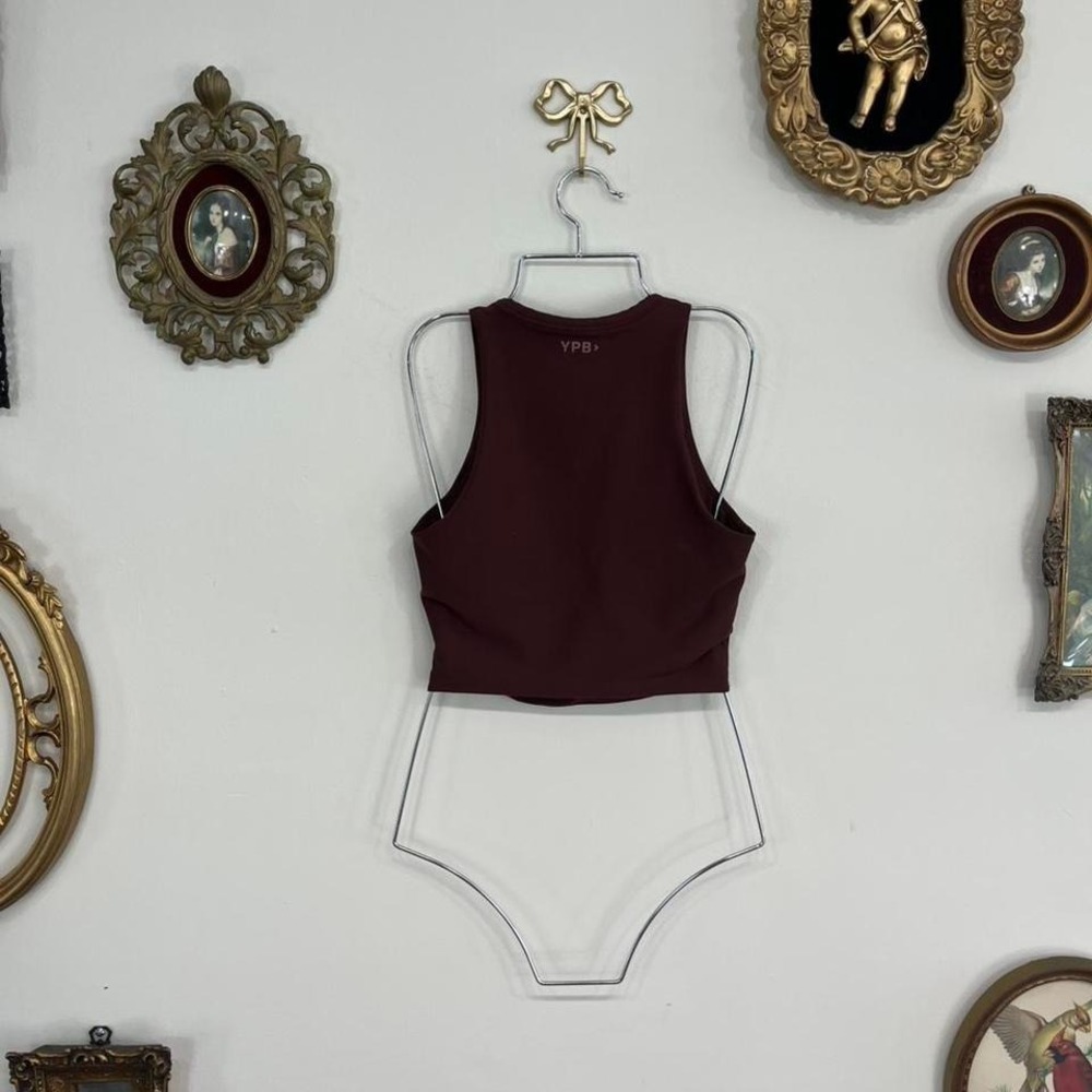 YPB Burgundy Ribbed Button Front Top – Size Small - Picture 2 of 5